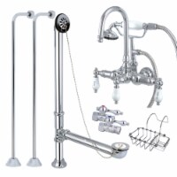 Vintage Wall Mount Clawfoot Tub Faucet Package with Supply Line, Polished Chrome