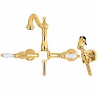 KS1262PLBS Heritage Wall Mount Bridge Kitchen Faucet with Brass Sprayer, Polished Brass