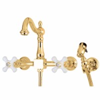 KS1262PXBS Heritage Wall Mount Bridge Kitchen Faucet with Brass Sprayer, Polished Brass
