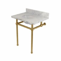 Fauceture KVPB30MB7 Templeton Carrara Marble Bathroom Console Vanity with Brass Pedestal  Car