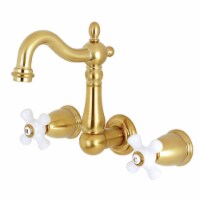 Kingston Brass KS1227PX 8-Inch Center Wall Mount Bathroom Faucet Brushed Brass