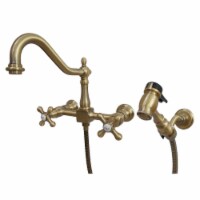 Kingston Brass KS1243AXBS Heritage 8-Inch Wall Mount Kitchen Faucet with Brass Sprayer Antiq
