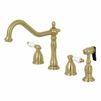 Kingston Brass KB1797PLBS Heritage Traditional 8 in. Widespread Kitchen Faucet with Brass Spr