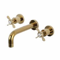 Kingston Brass KS8122BEX Essex 2-Handle 8 in. Wall Mount Bathroom Faucet, Polished Brass