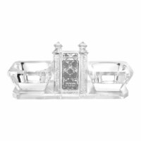 Shonfeld Crystal 15439 Crystal Salt & Tooth Pick Holder Pomegranate & Shabbat Silver - 6.14 x