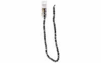 John Bead EJ SP 16  6mm Tibetan Dzi Rnd Str Bl/Wh