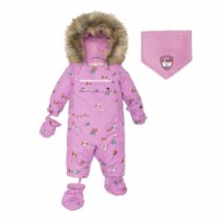 Printed Little Cats One Piece Baby Snowsuit Purple