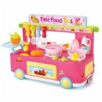 AZImport PS8808 Fast Food Bus Kitchen Play Set Toy, Pink - 29 Piece