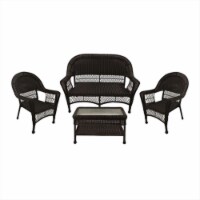 NorthLight 4 Pieces Brown Resin Wicker Patio Furniture Set - 2 Chairs Loveseat & Coffee Table