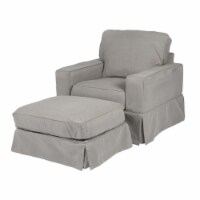 Sunset Trading Americana Slipcovered Chair & Ottoman Performance Gray