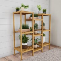 Pure Garden 50-LG5004 Multi-Level Plant Stand, Natural Wood