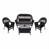 NorthLight 4 Pieces Brown Resin Wicker Patio Furniture Set - 2 Chairs Loveseat & Coffee Table