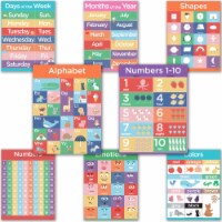 Hubble Bubble Kids 8 Pack Educational ABC Posters for Toddlers, 13x17Inch
