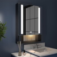 ExBrite 24 W x 32 H Bathroom Medicine Cabinet with Mirror and Lights Recessed or Surface