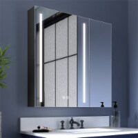 ExBrite 30 W x 30 H LED Bathroom Medicine Cabinet Surface Mount Double Door Lighted