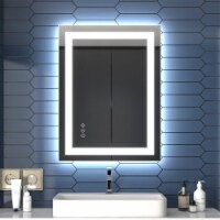 ExBrite 24 x 32 inch LED Bathroom Light Mirror,Anti Fog,Dimmable,Dual Lighting Mode,Tempered
