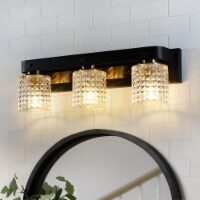 ExBrite 3 Light Bathroom Black and Gold Glass Vanity Lights for Bathroom Light