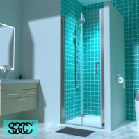 ExBrite 30-31.5 in. W x 72 in. H Folding Shower Door Nickel Semi-Frameless Hinged Shower Door