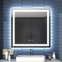 Apex 36 W X 36 H LED Bathroom Large Light Led Mirror,Anti Fog,Dimmable,Dual Lighting