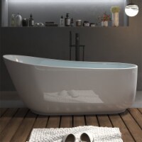 ExBrite Space-Saving 67-Inch Artificial Stone Solid Surface Bathtub for Cozy Bathrooms