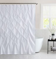 Sweet Home Collection | Hudson Pintuck Fabric Shower Curtain 72 x72 , White