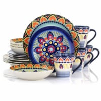 Elama Zen Blue Mozaik 16 Piece Luxurious Stoneware Dinnerware Set