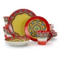 Elama Zen Red Mozaik 16 Piece Luxurious Stoneware Dinnerware Set