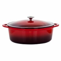 Megachef MG-CO33AR 7 qt. Oval Enameled Cast Iron Casserole, Red