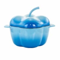 Megachef 3 qt. Pepper Shaped Enameled Cast Iron Casserole - Blue