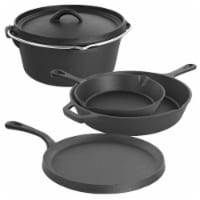 Megachef MCCI-440 5 Piece Pre-Seasoned Cast Iron Kitchen Cookware Set with Pots & Pans
