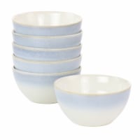 Martha Stewart Blue Rim Stoneware Cereal Bowl Set