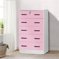 Amazon.com: Cindy 5 Drawer Chest Wooden Dresser with Lock