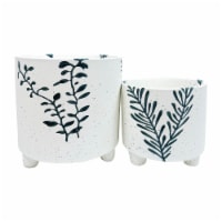 Cer s/2 6/8   Leaf Footed Planter  white/green