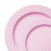 720 Piece - 120 Sets Matte Pink Round Disposable Plastic Dinnerware Value Set