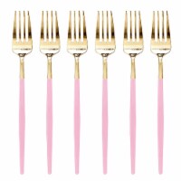 240 Forks - Gold with Pink Handle Moderno Disposable Plastic Dinner Forks