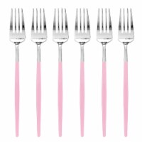 240 Forks - Silver with Pink Handle Moderno Disposable Plastic Dinner Forks