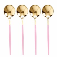 240 Spoons - Gold with Pink Handle Moderno Disposable Plastic Dinner Spoons
