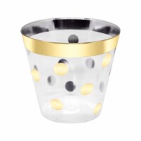 9 oz. Clear with Gold Dots Round Disposable Plastic Party Cups (240 Cups)