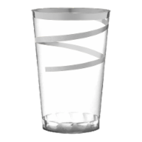 12 oz. Clear with Silver Swirl Round Disposable Plastic Tumblers (240 Cups)
