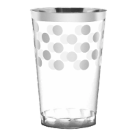 12 oz. Clear with Silver Dots Round Disposable Plastic Tumblers (240 Cups)
