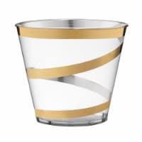 9 oz. Clear with Gold Swirl Round Disposable Plastic Party Cups (240 Cups)