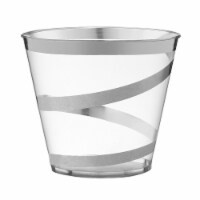 9 oz. Clear with Silver Swirl Round Disposable Plastic Party Cups (240 Cups)
