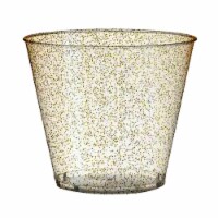 9 oz. Clear with Gold Glitter Round Disposable Plastic Party Cups (240 Cups)