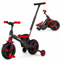 5-in-1 Kids Bicycle Foldable Toddler Balance Bike W/ Detachable Push Handle Red