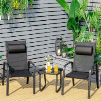 Gymax 3PCS Outdoor Bistro Set Patio Conversation Set w/ Adjustable Backrest Black