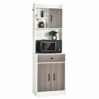 Gymax 3-Door 71'' Kitchen Buffet Pantry Storage Cabinet w/Hutch Adjustable Shelf White