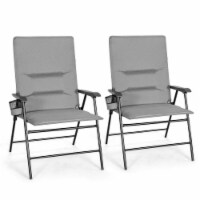 2PCS Patio Padded Folding Portable Chair Camping Dining Outdoor Gray