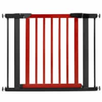 Gymax Wood & Metal Safety Baby Gate Fits 29.5''-38'' W Extendable Pet Gate Stairs Red