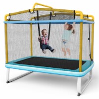 3 in 1 6FT Rectangle Kids Trampoline w Swing Horizontal Bar