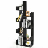 Gymax 8-Shelf Bookcase Modern Tree Bookshelf Storage Decor Freestanding Black